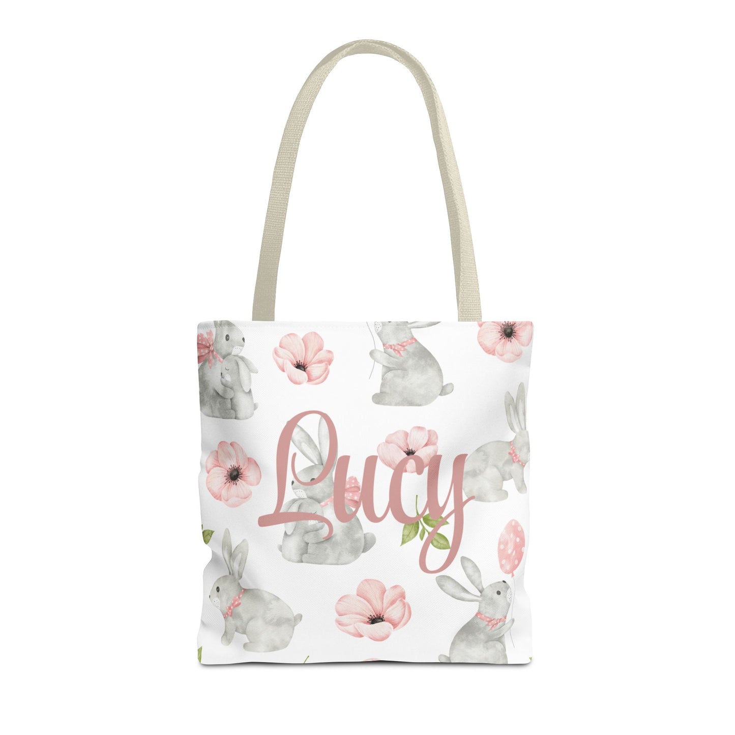 Personalized Bunny Floral Tote Bag - Customizable Tote Bag for Everyday Use