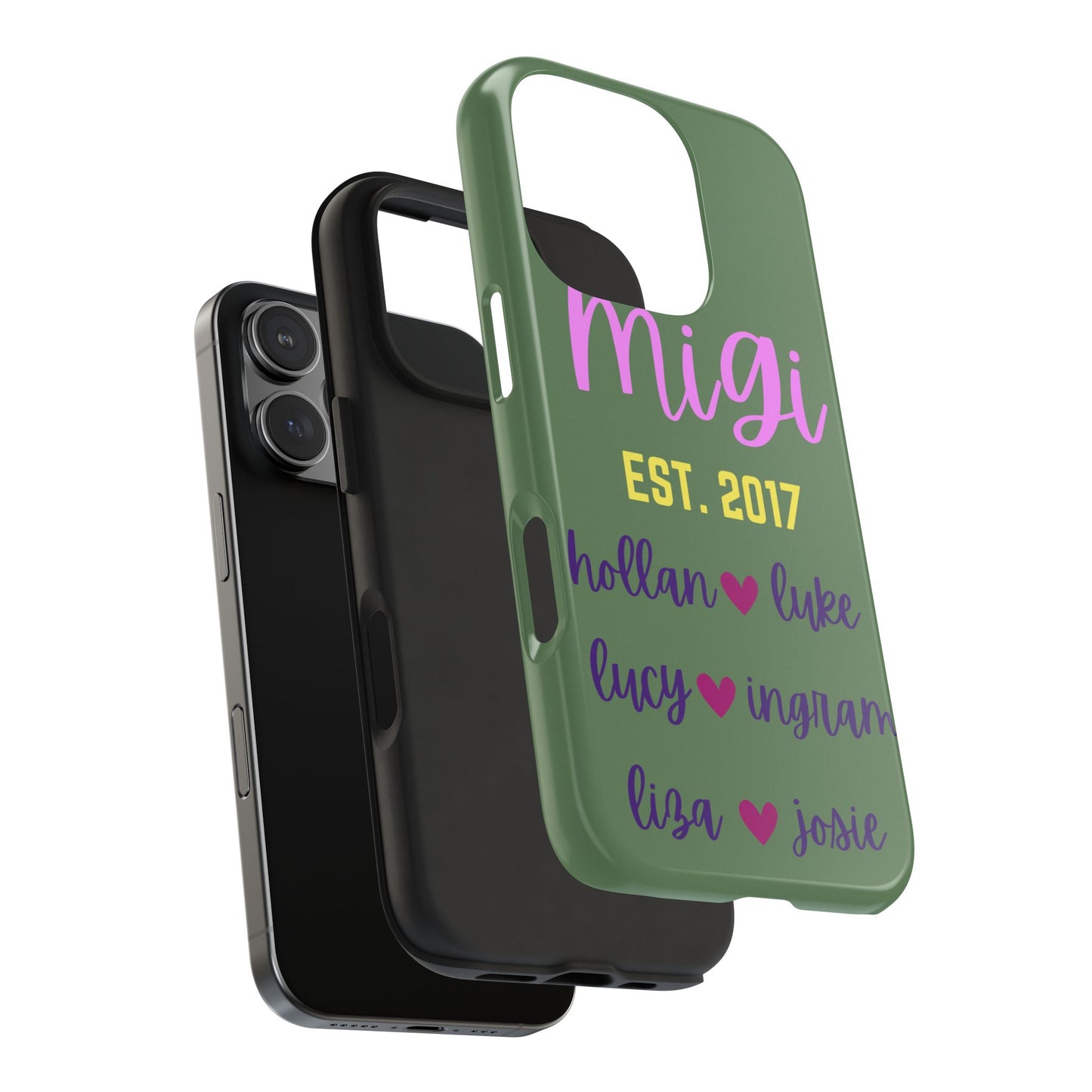 Personalized Tough Phone Case - Custom Name Design with Hearts | Perfect Gift for Family and Friends