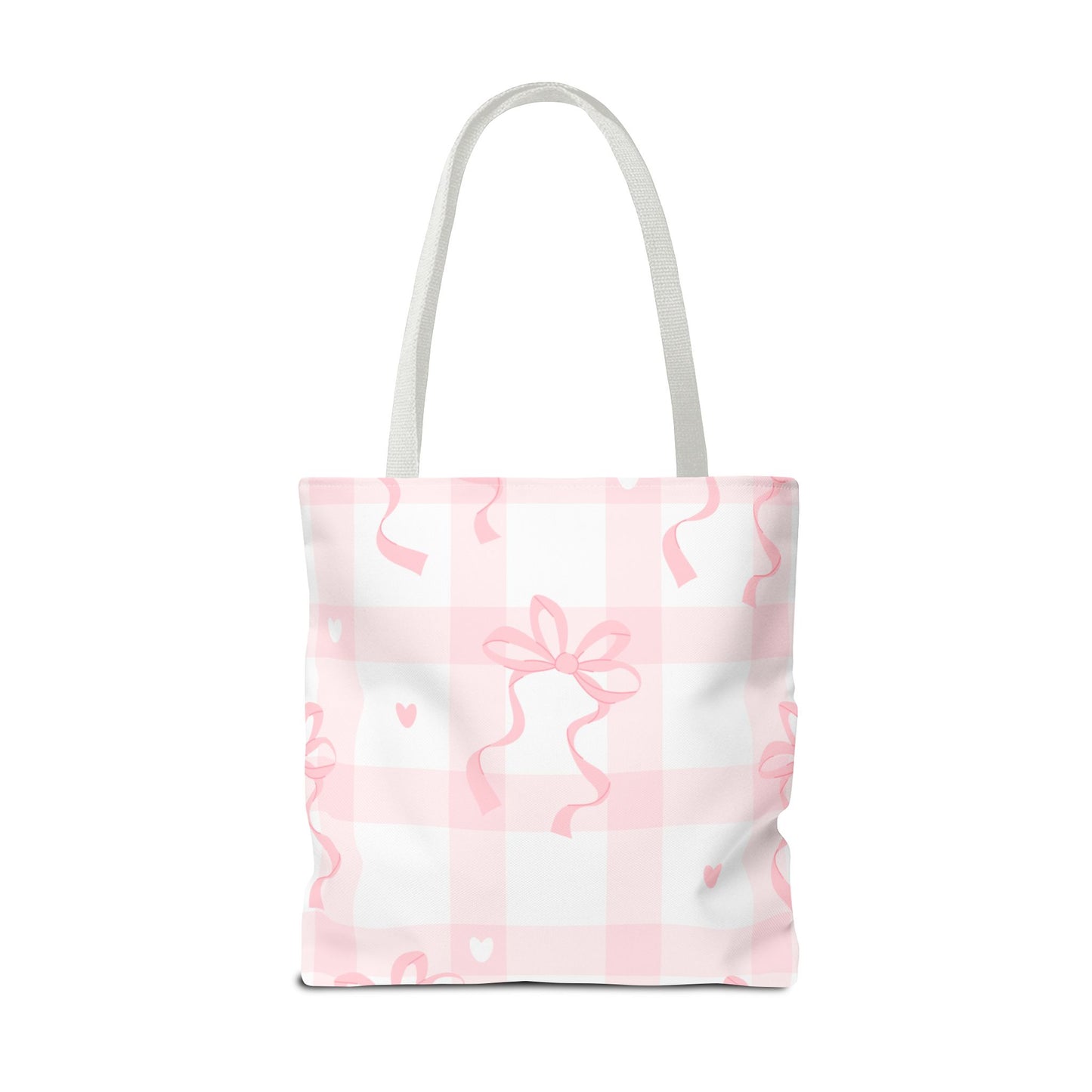 Personalized Pink Gingham Tote Bag with Bow Design