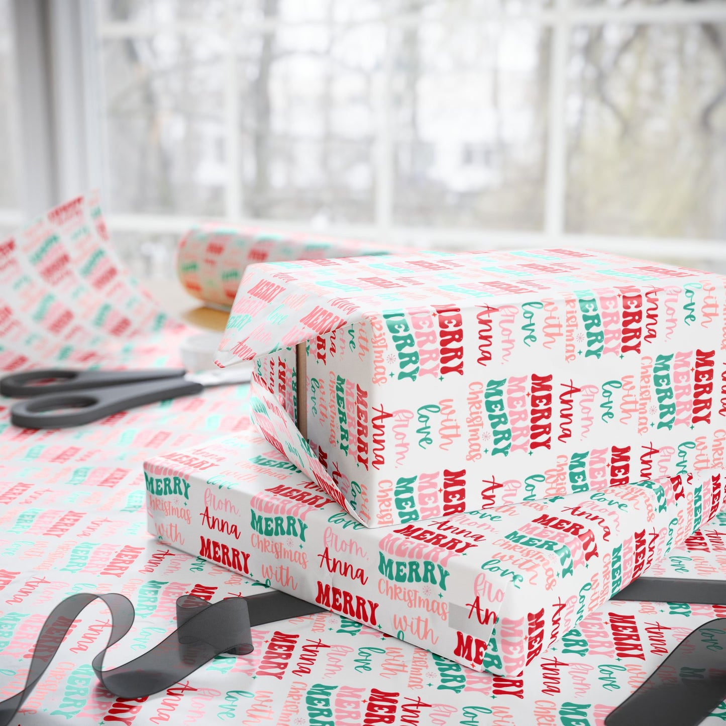 Personalized Merry Christmas Wrapping Paper | Festive Holiday Gift Wrap for Christmas Celebrations with Name