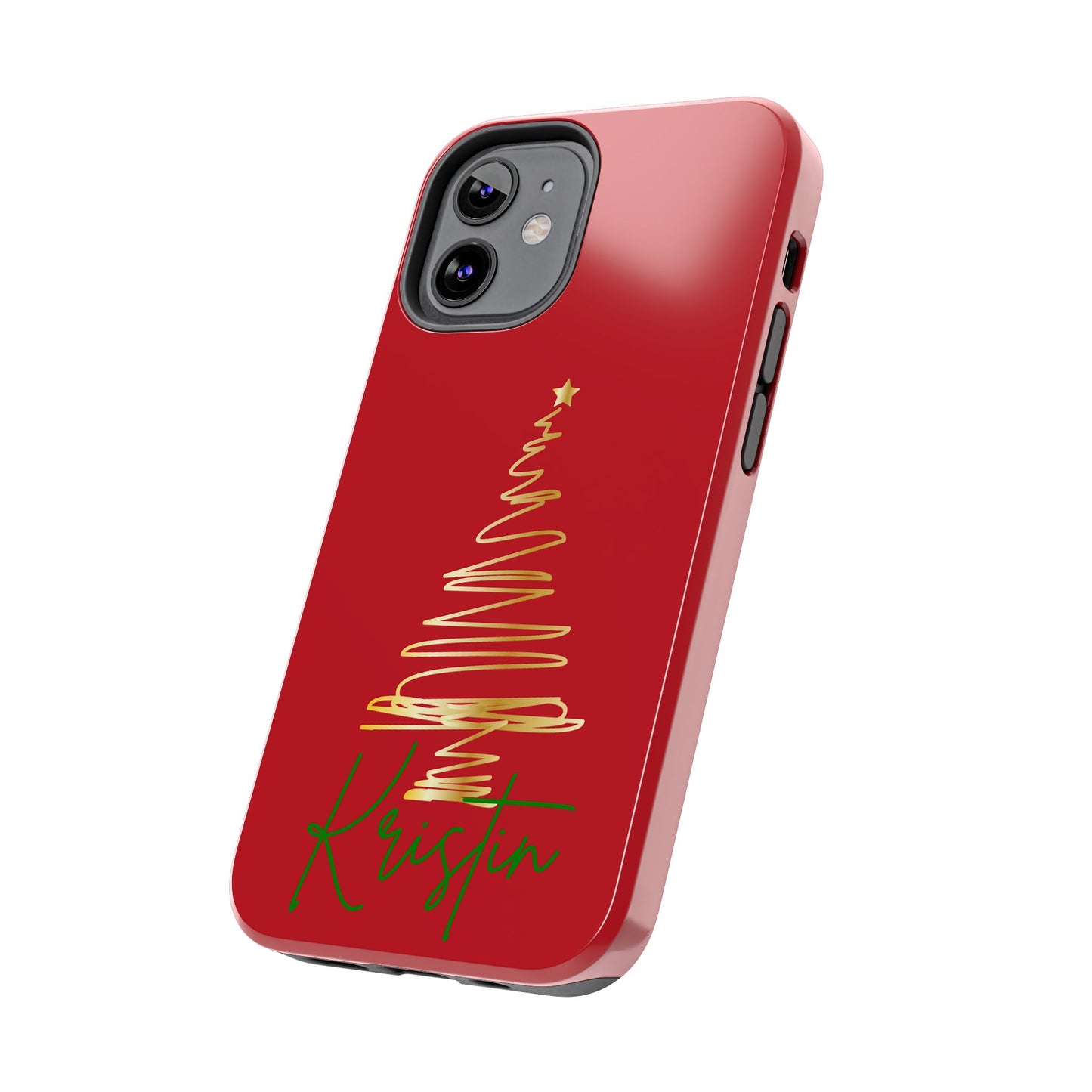 Personalized Christmas Phone Case - Red and Gold