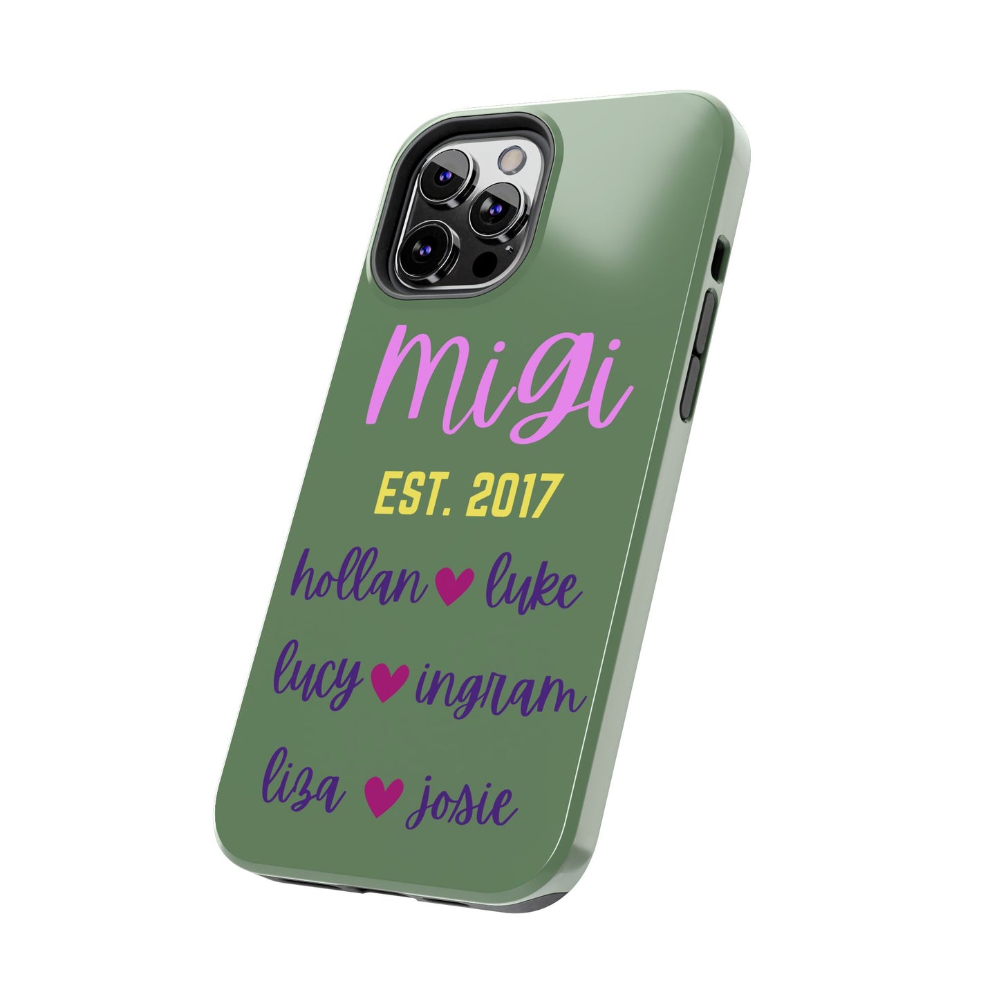 Personalized Tough Phone Case - Custom Name Design with Hearts | Perfect Gift for Family and Friends