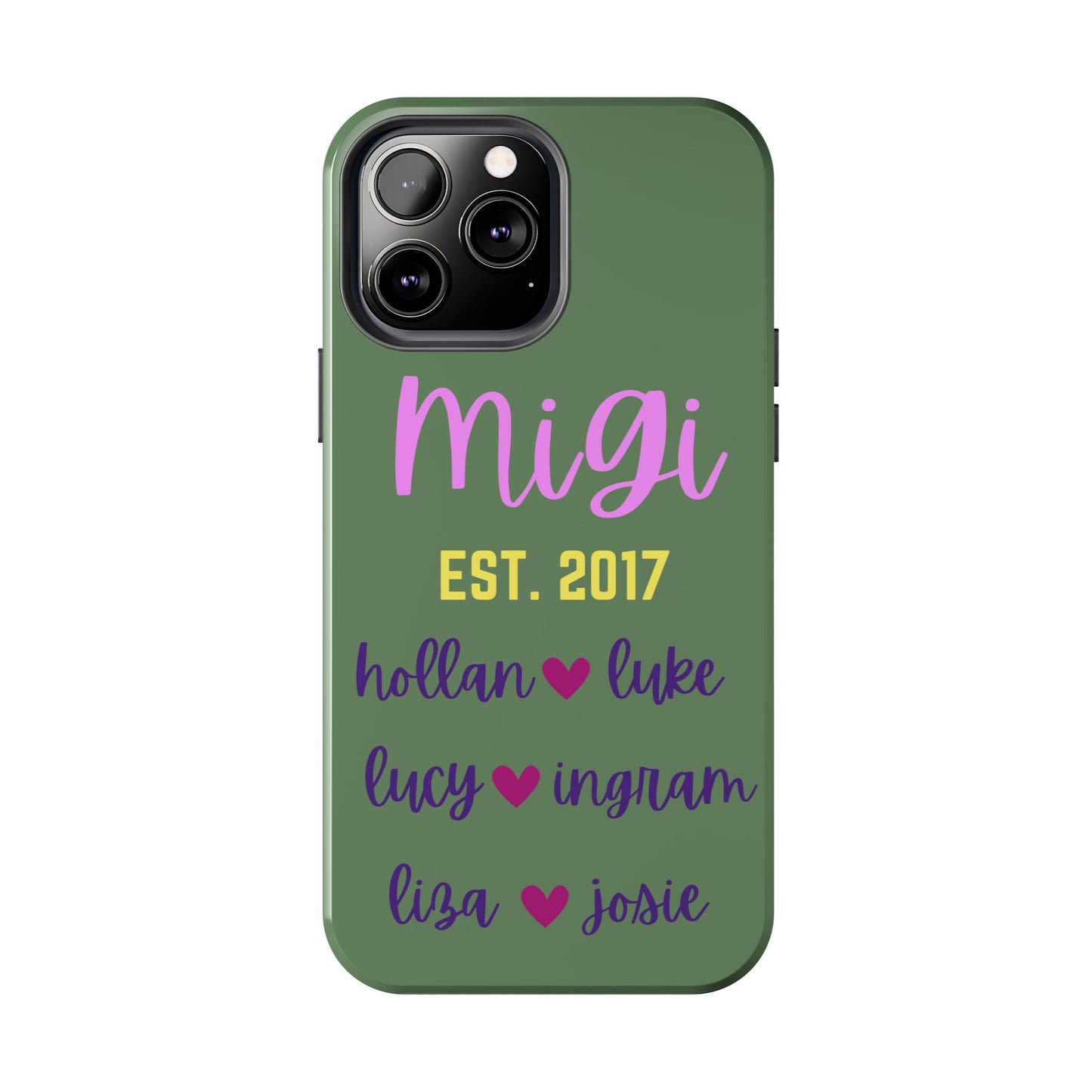 Personalized Tough Phone Case - Custom Name Design with Hearts | Perfect Gift for Family and Friends