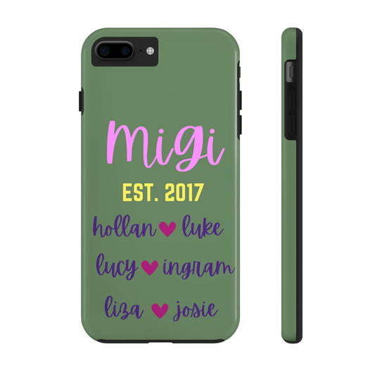 Personalized Tough Phone Case - Custom Name Design with Hearts | Perfect Gift for Family and Friends