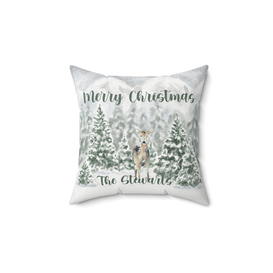 Personalized Merry Christmas Square Pillow - Cozy Holiday Decor for Families