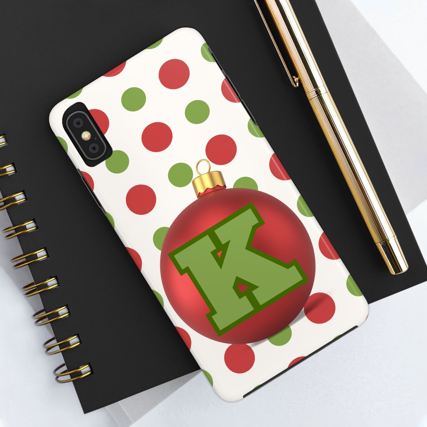 Personalized Holiday Tough Phone Case - Festive Ornament Design