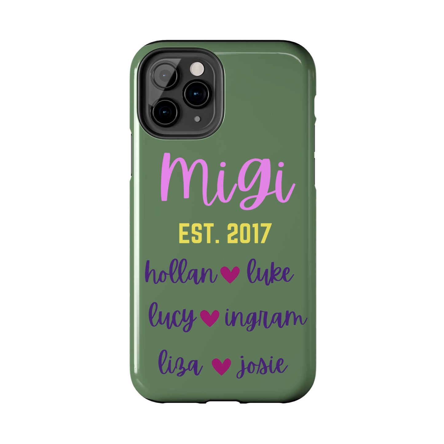 Personalized Tough Phone Case - Custom Name Design with Hearts | Perfect Gift for Family and Friends