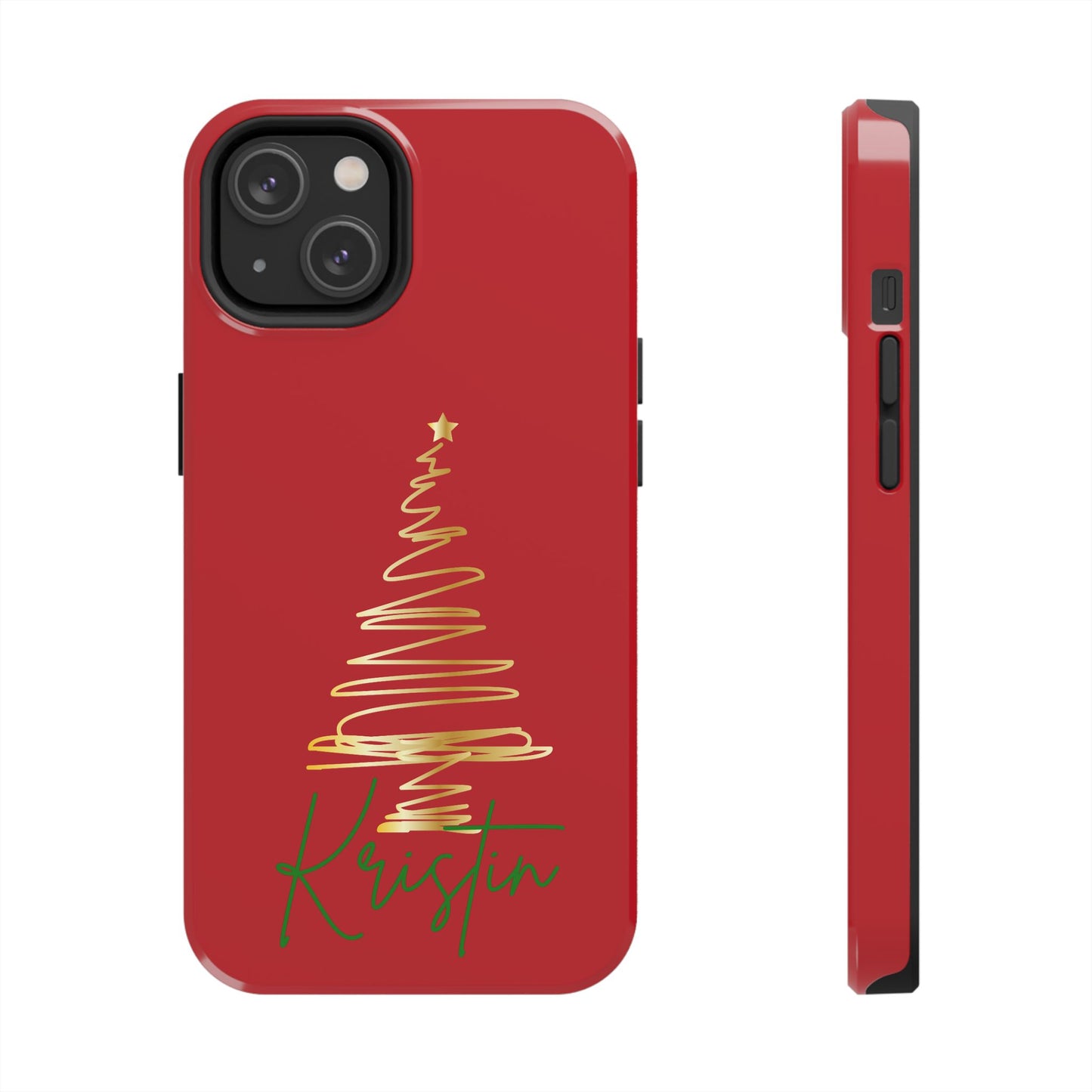 Personalized Christmas Phone Case - Red and Gold