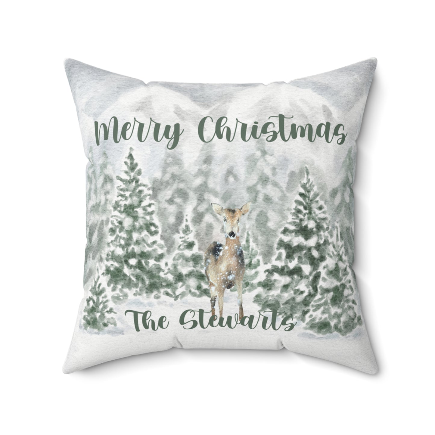 Personalized Merry Christmas Square Pillow - Cozy Holiday Decor for Families