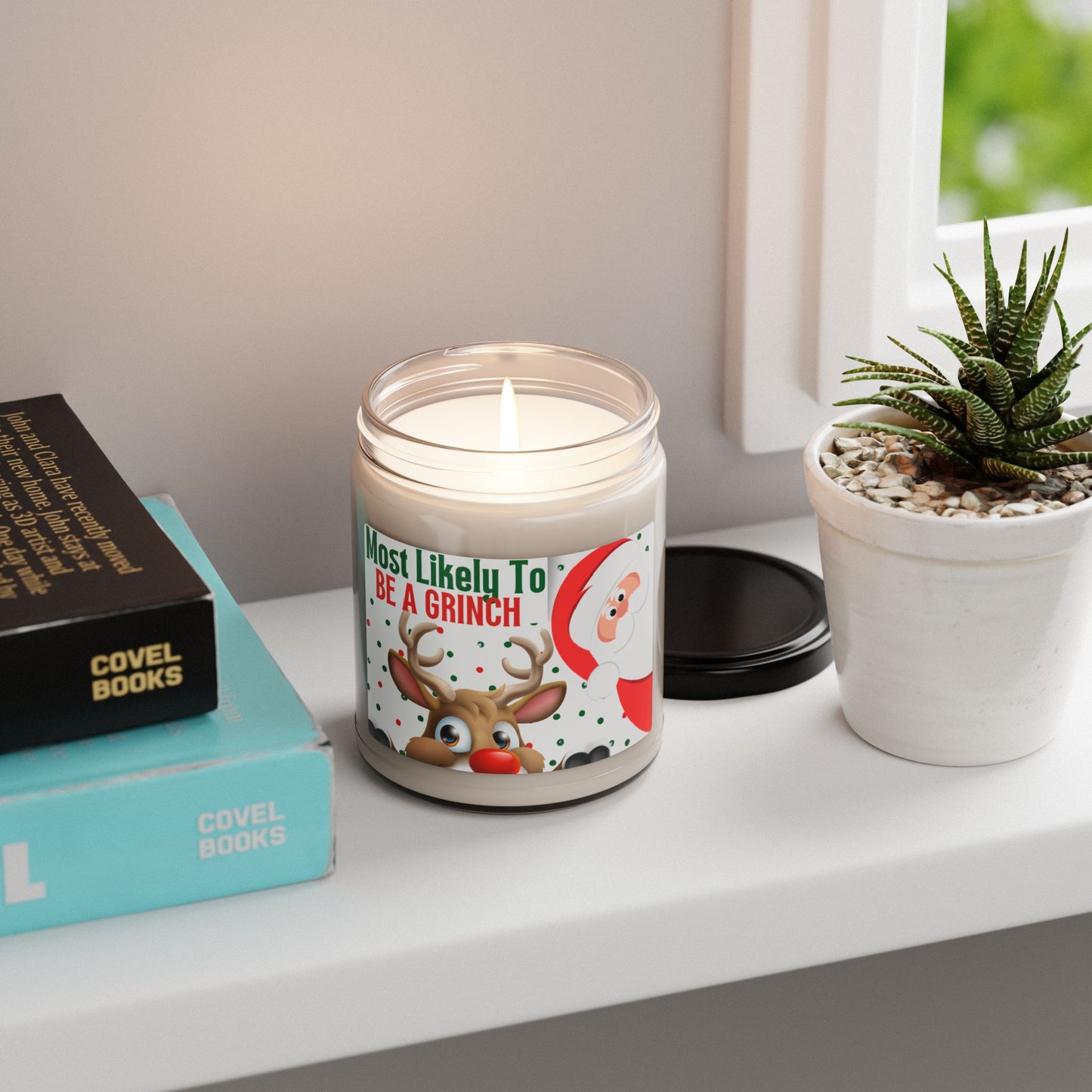 Funny Christmas Scented Soy Candle - "Most Likely to Be a Grinch", Santa Candle