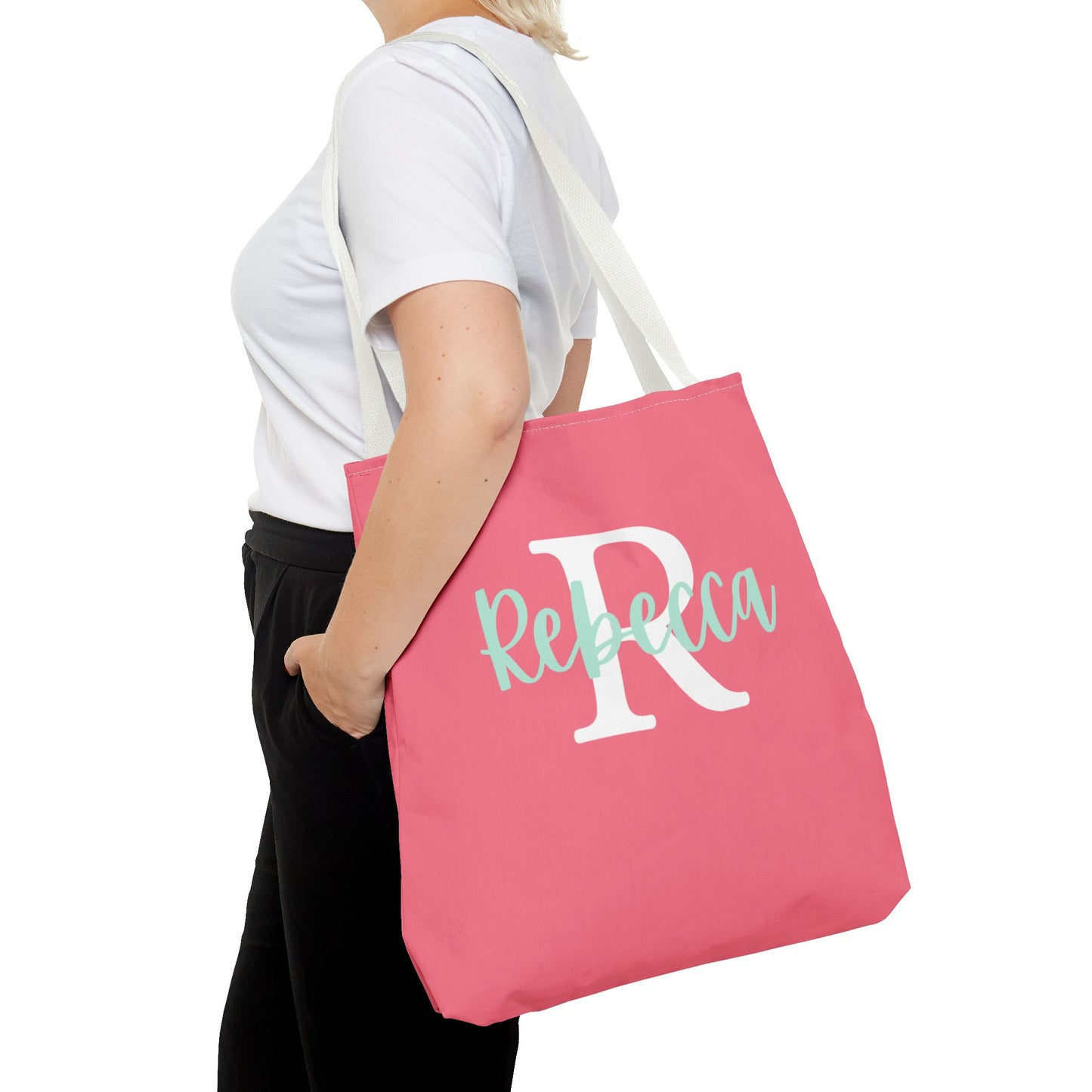 Custom Monogram Tote Bag - Stylish Pink Bag for Her