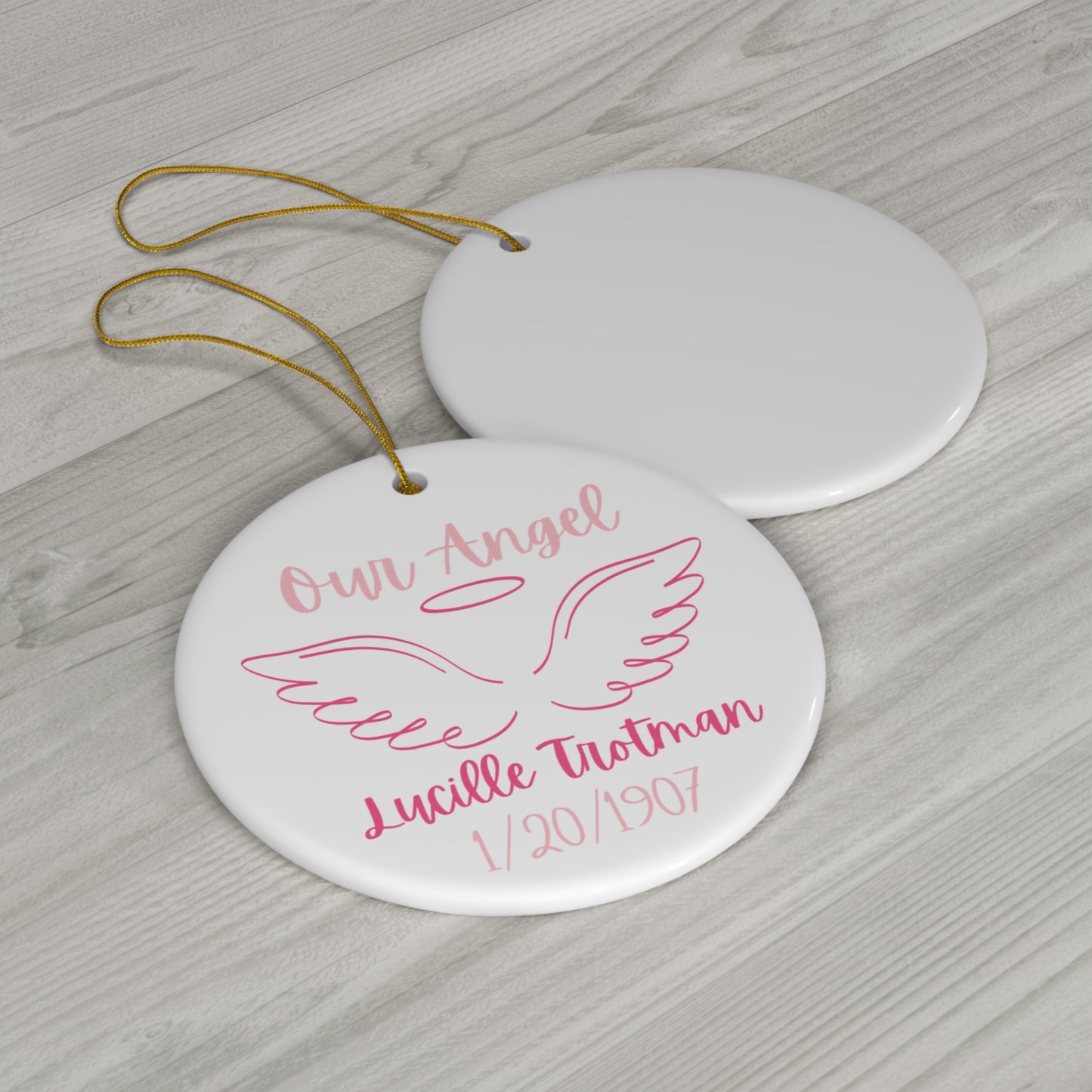 Personalized Angel Memorial Ceramic Ornament - 4 Unique Shapes