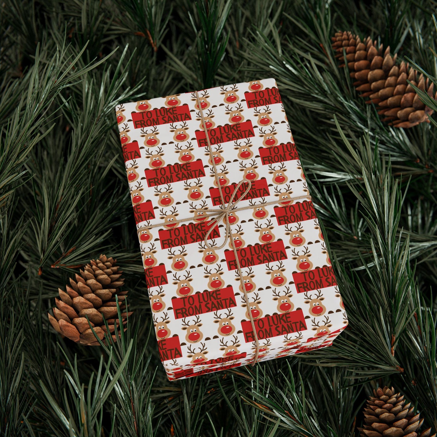 Personalized Festive Wrapping Paper for Holidays - Rudolph Design