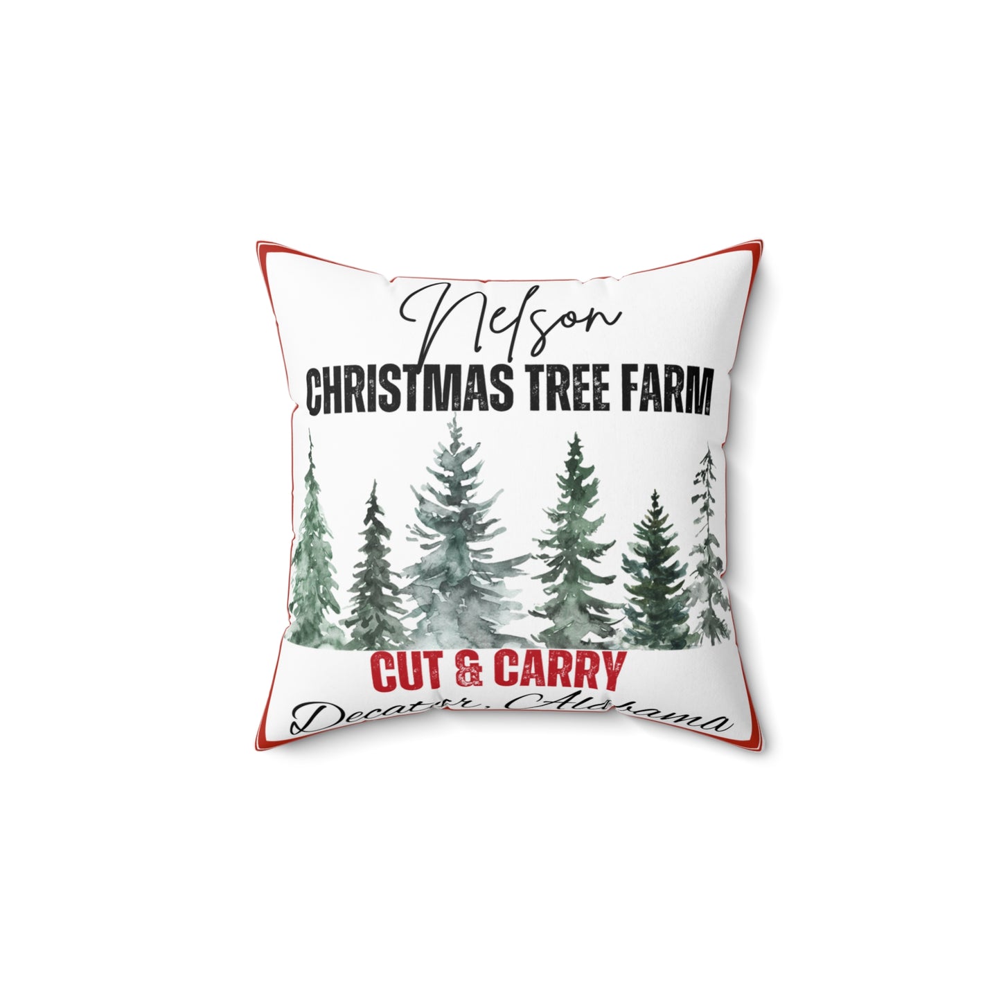 Personalized Christmas Pillow, Family Christmas Tree Farm