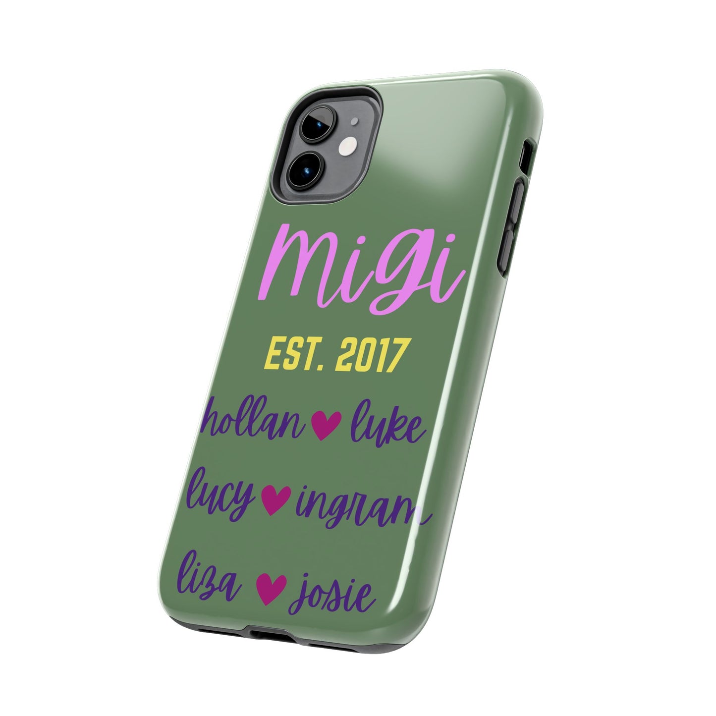 Personalized Tough Phone Case - Custom Name Design with Hearts | Perfect Gift for Family and Friends