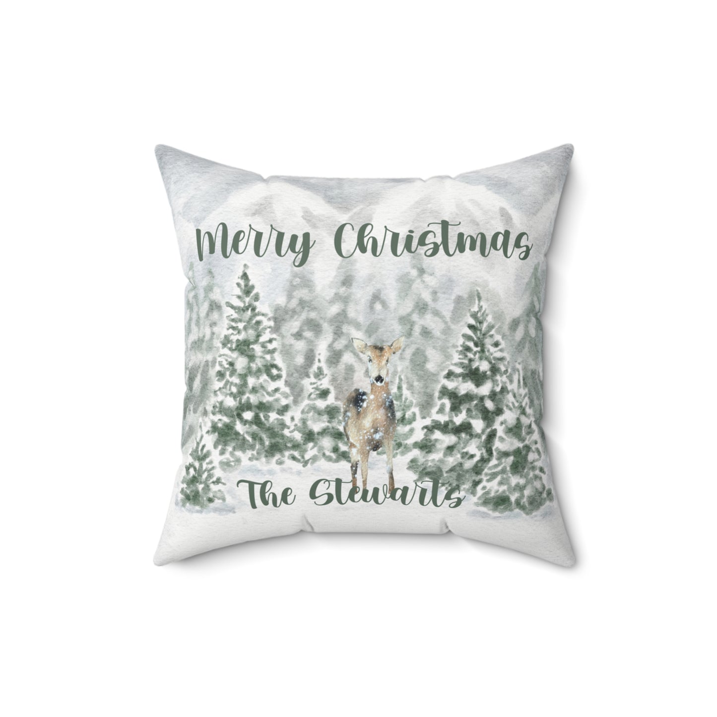 Personalized Merry Christmas Square Pillow - Cozy Holiday Decor for Families