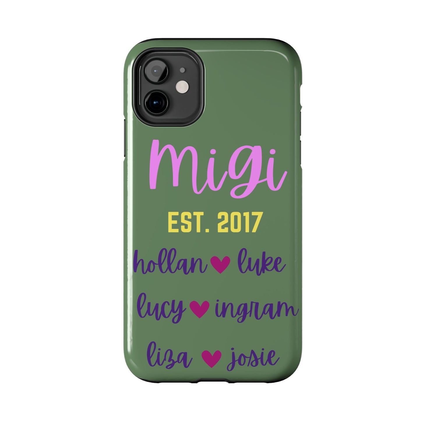 Personalized Tough Phone Case - Custom Name Design with Hearts | Perfect Gift for Family and Friends