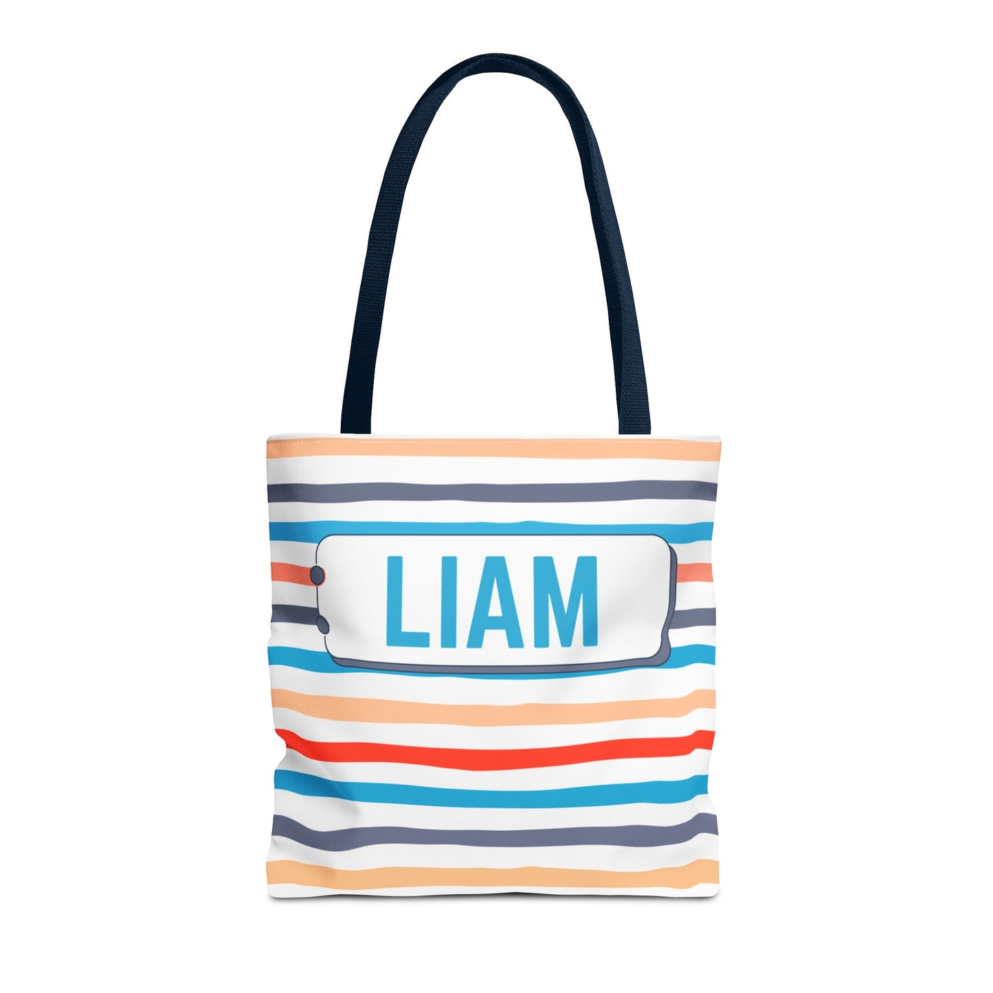 Personalized Stripe Tote Bag - Custom Name - Liam