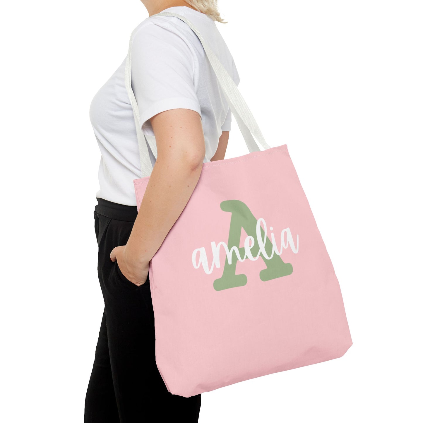 Personalized Pink Tote Bag with Initial "A" - Stylish Eco-Friendly Tote for Everyday Use