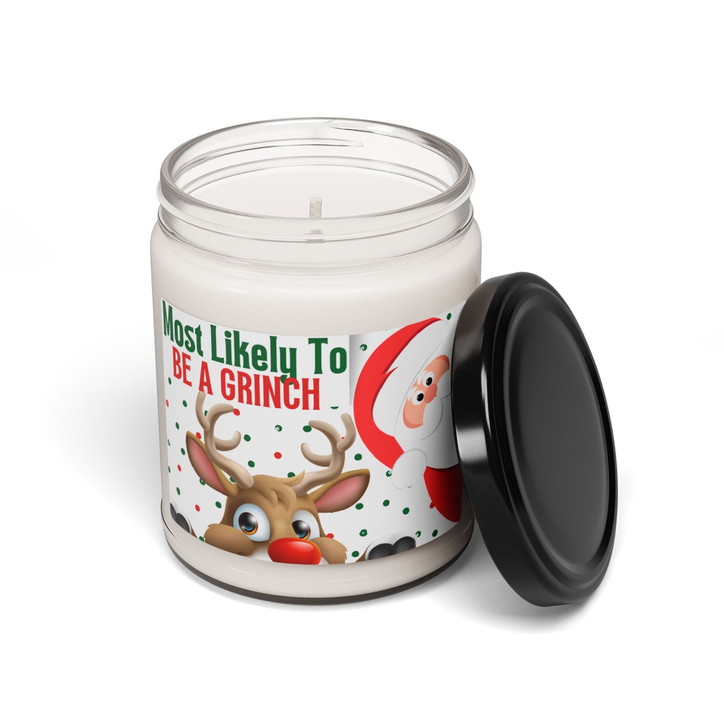 Funny Christmas Scented Soy Candle - "Most Likely to Be a Grinch", Santa Candle