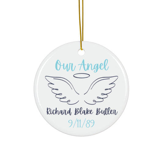 Our Angel Memorial Ceramic Ornament - 4 Shapes, Personalized Tribute Decoration