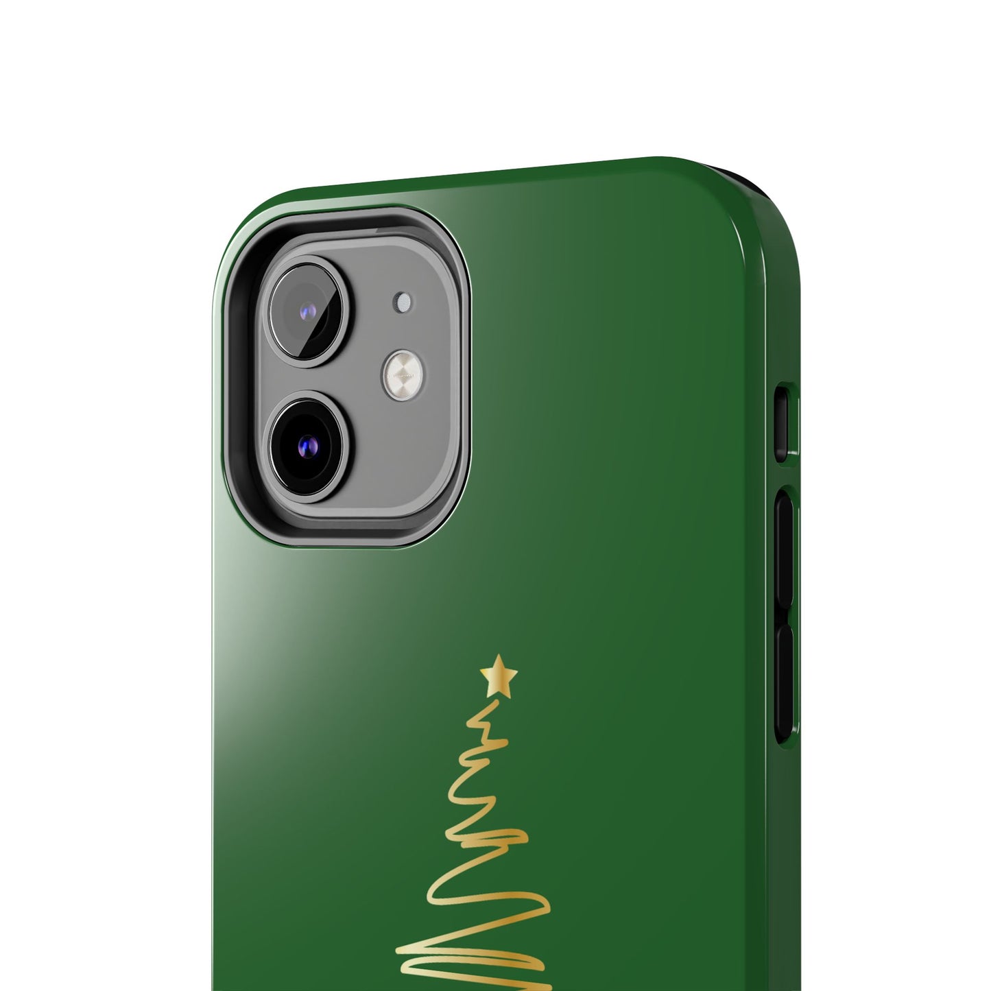 Personalized Christmas Tree Phone Case- Green and Gold