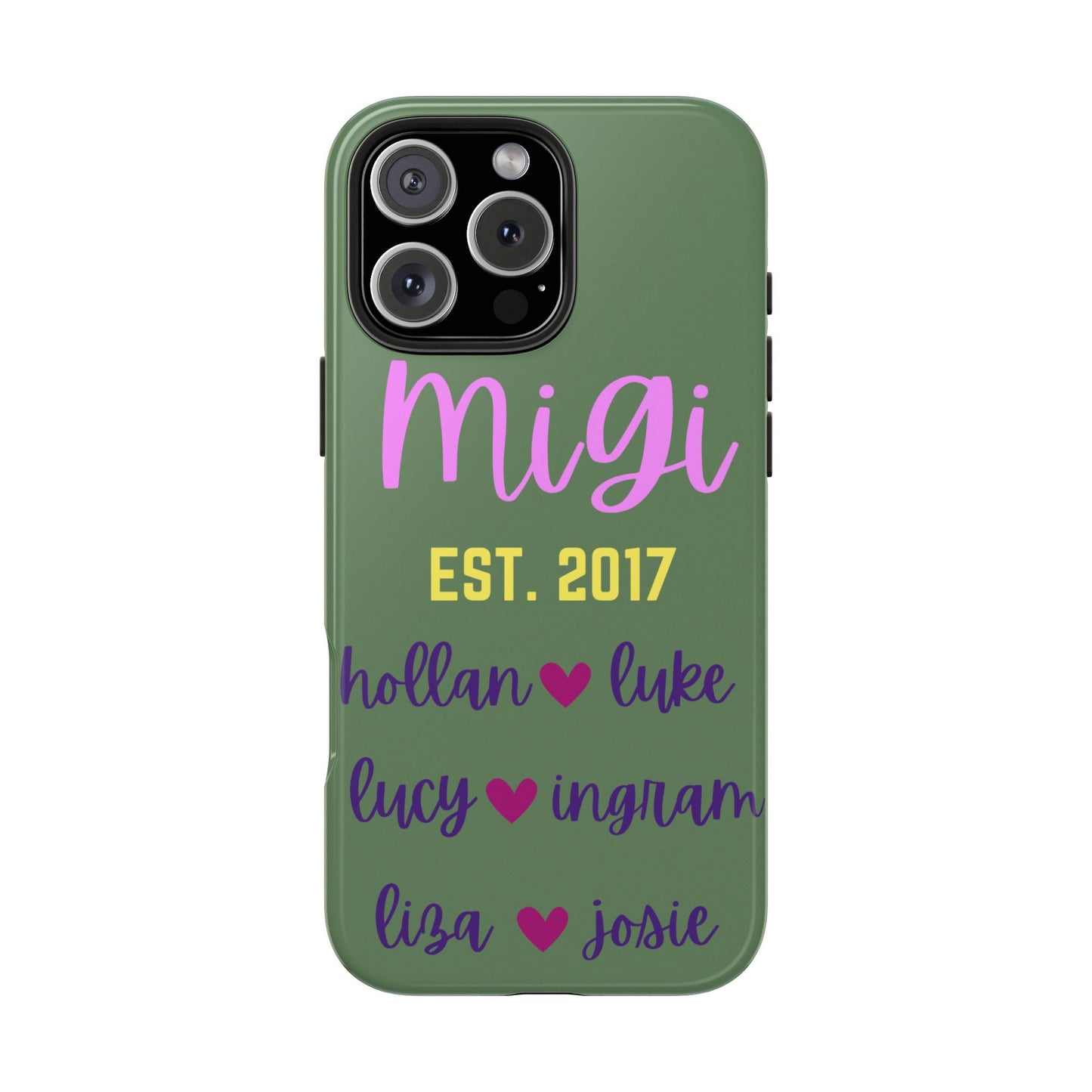 Personalized Tough Phone Case - Custom Name Design with Hearts | Perfect Gift for Family and Friends