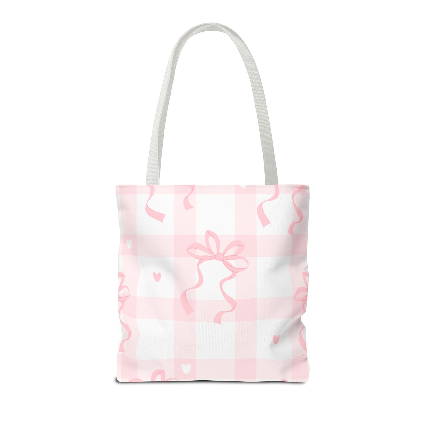 Personalized Pink Gingham Tote Bag with Bow Design