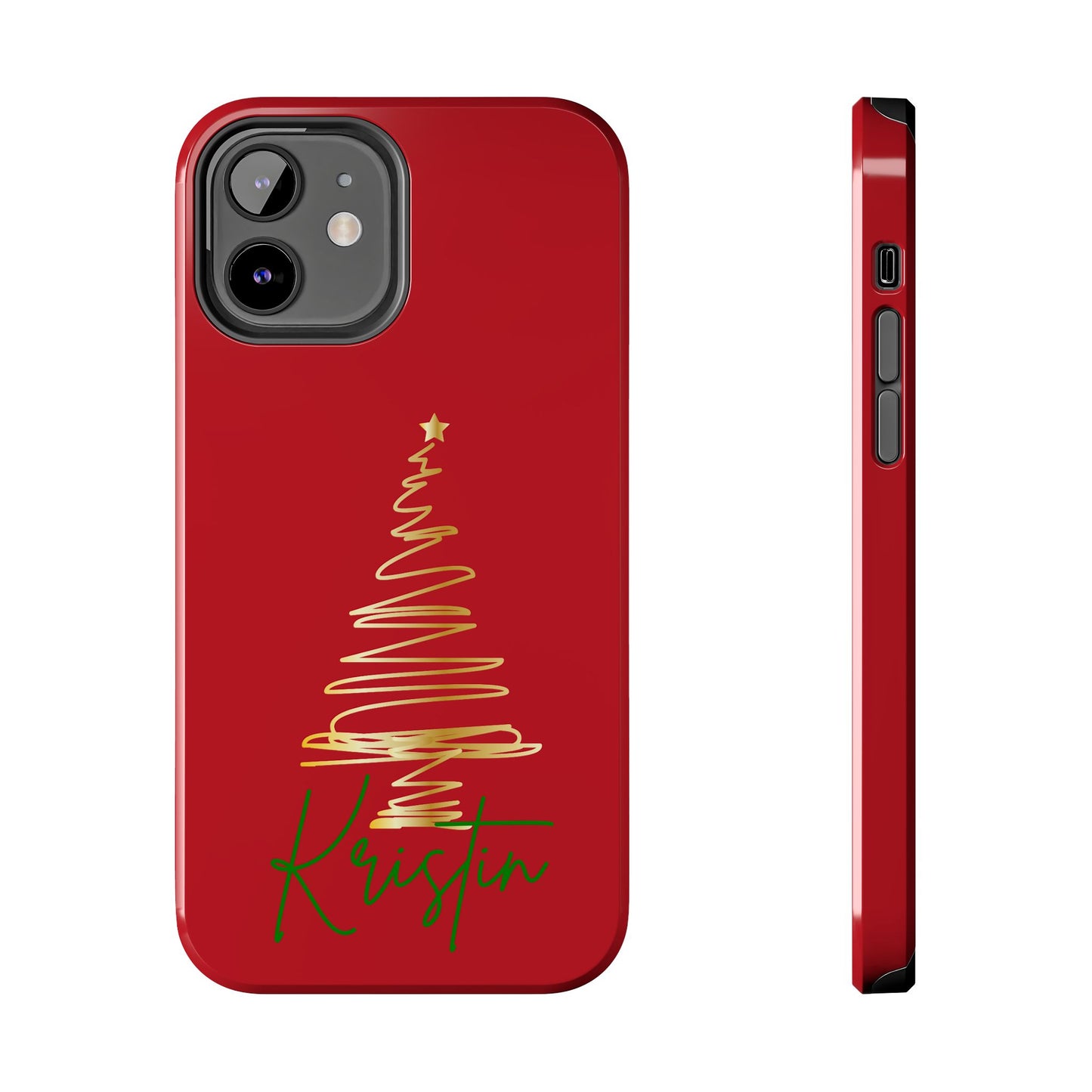 Personalized Christmas Phone Case - Red and Gold