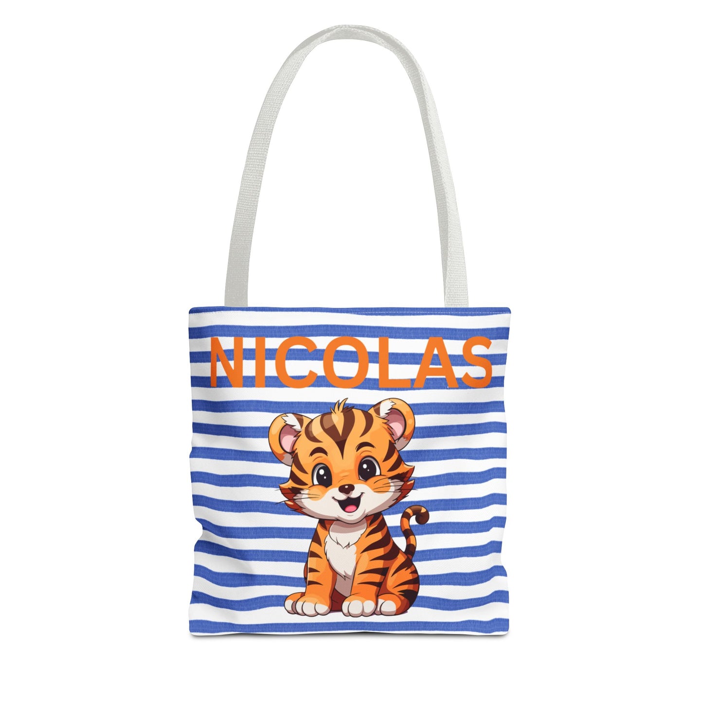 Personalized Cute Tiger Tote Bag for Kids - Custom Name Striped Design