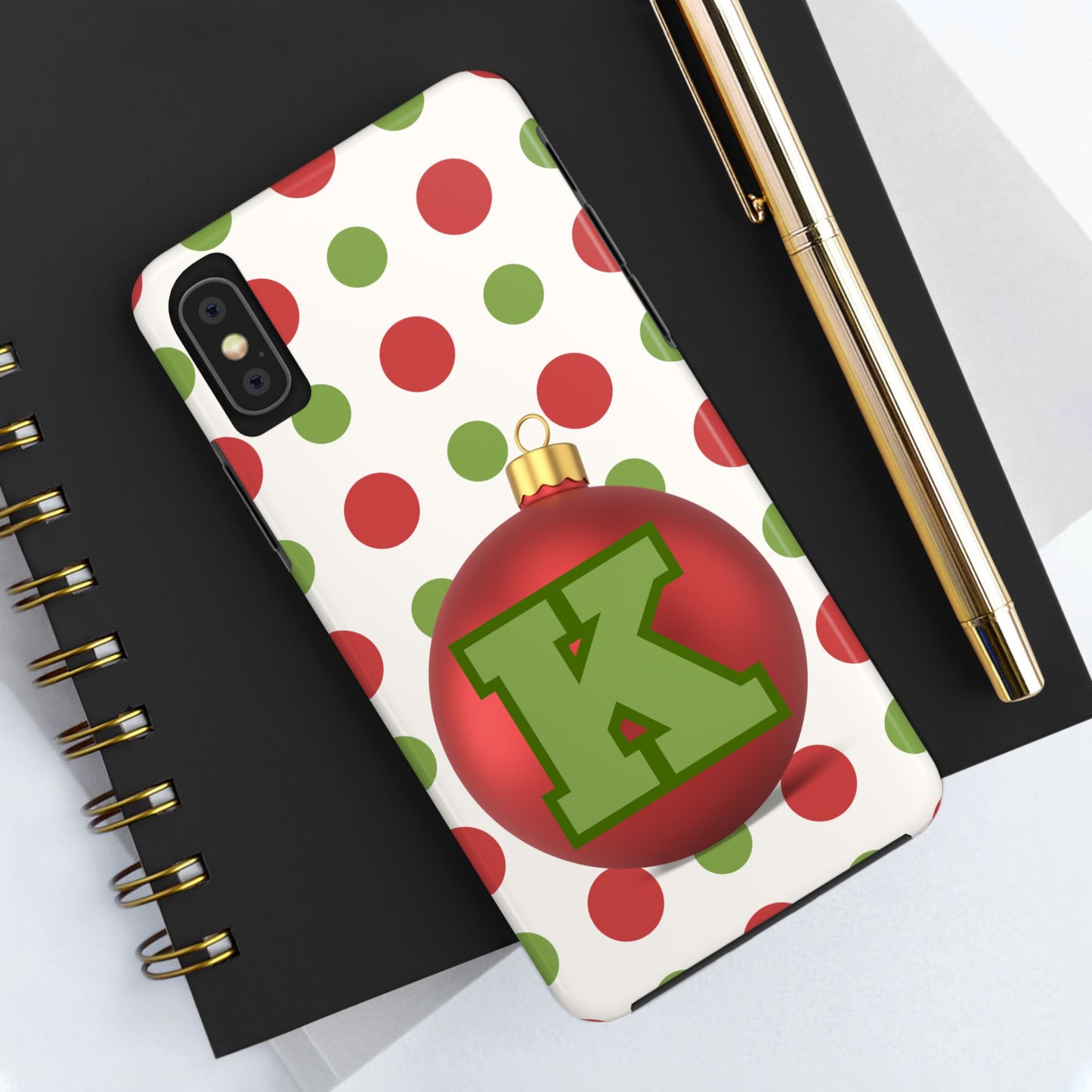 Personalized Holiday Tough Phone Case - Festive Ornament Design