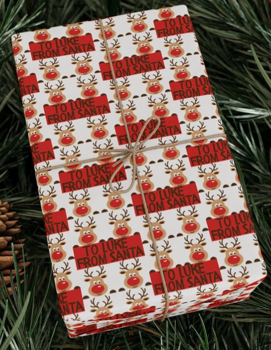 Personalized Festive Wrapping Paper for Holidays - Rudolph Design