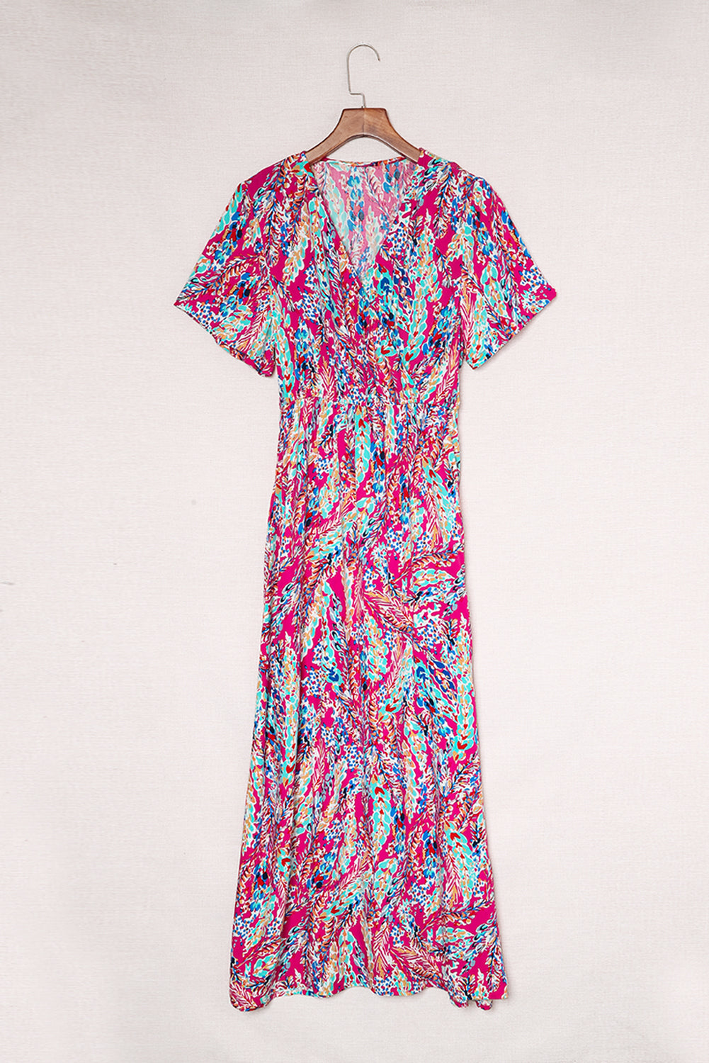 Rose Wrap V Neck Floral Maxi Dress