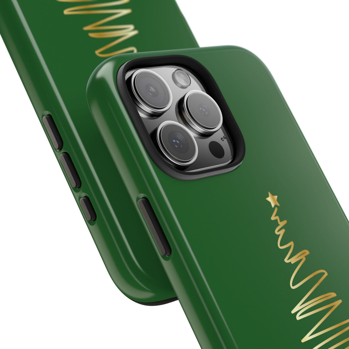 Personalized Christmas Tree Phone Case- Green and Gold