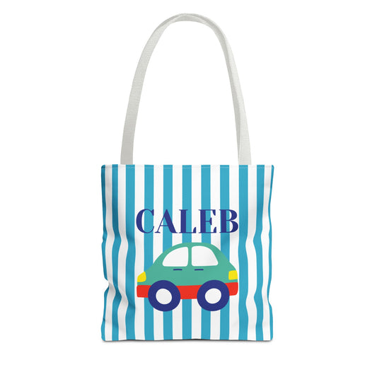 Personalized Striped Tote Bag with Car Design - Fun & Playful Gift for Kids