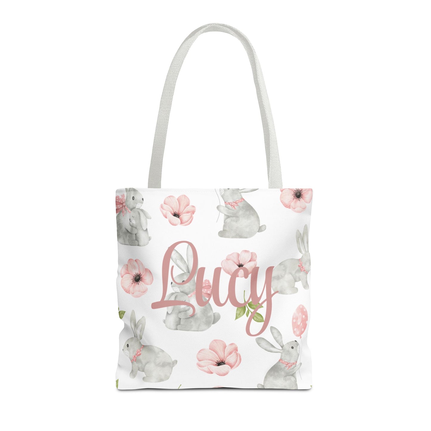 Personalized Bunny Floral Tote Bag - Customizable Tote Bag for Everyday Use