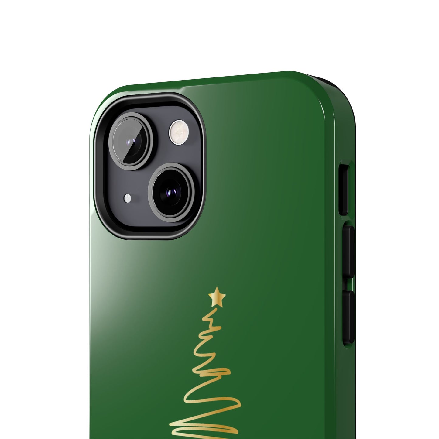 Personalized Christmas Tree Phone Case- Green and Gold