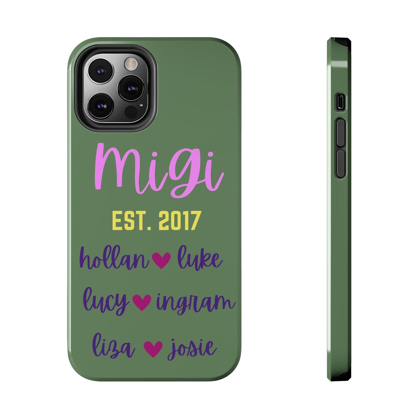 Personalized Tough Phone Case - Custom Name Design with Hearts | Perfect Gift for Family and Friends