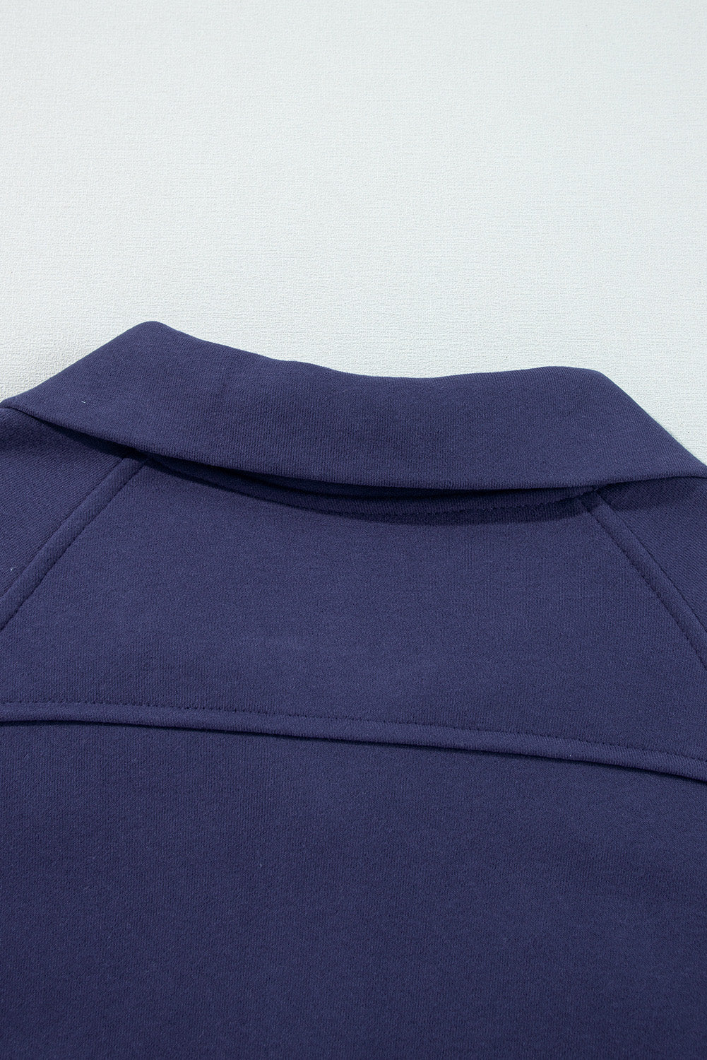 Navy Blue Fleece Lined Zip Up Stand Collar Thumbhole Sleeve Sweatshirt