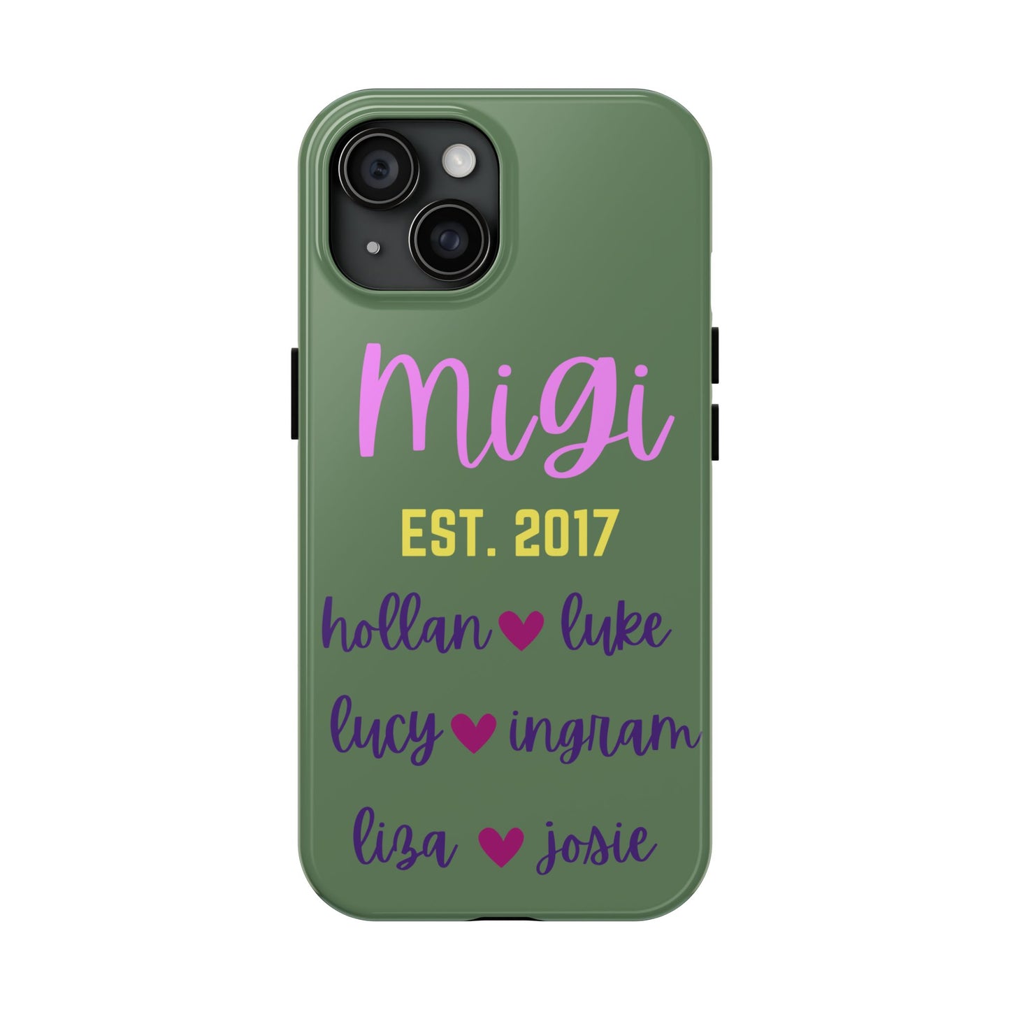 Personalized Tough Phone Case - Custom Name Design with Hearts | Perfect Gift for Family and Friends