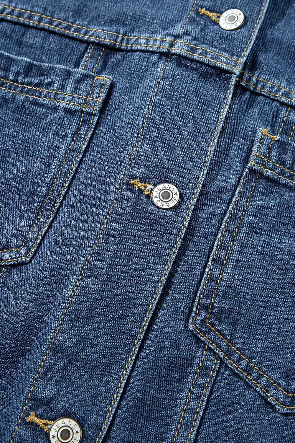 Dark Blue Washed Oversize Pocketed Denim Jacket