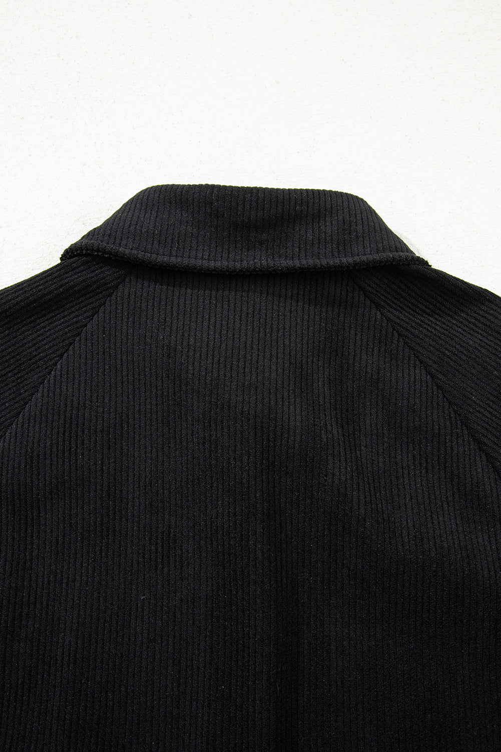 Blue Corduroy Shirt Style Full Button Long Sleeve Shift Mini Dress