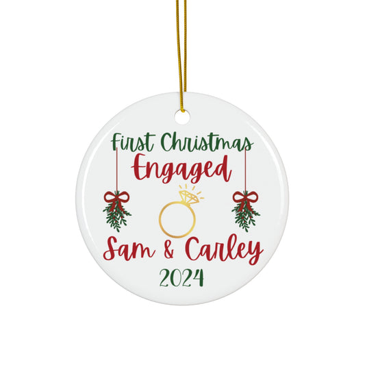 Personalized Engagement Ornament, First Christmas, Wedding Keepsake, Holiday Decoration, Unique Gift for Couples, 2024