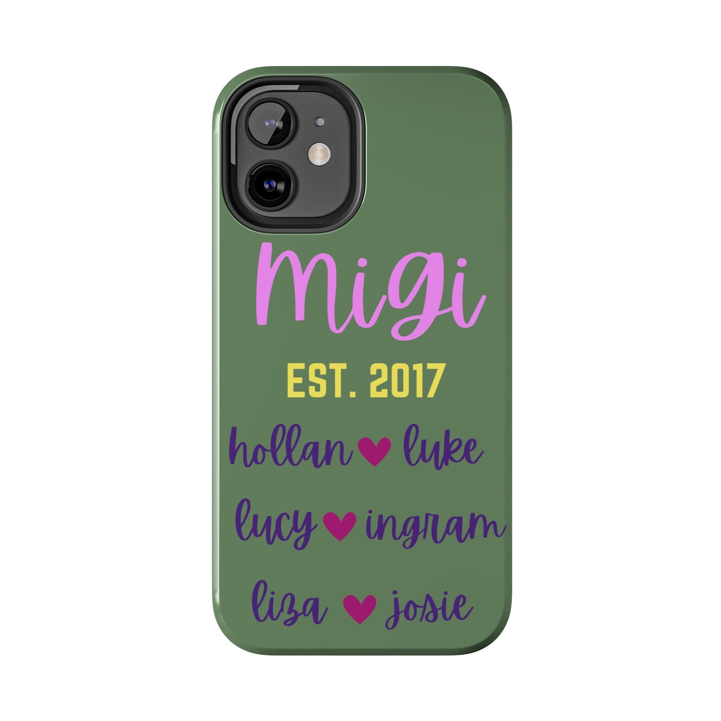 Personalized Tough Phone Case - Custom Name Design with Hearts | Perfect Gift for Family and Friends