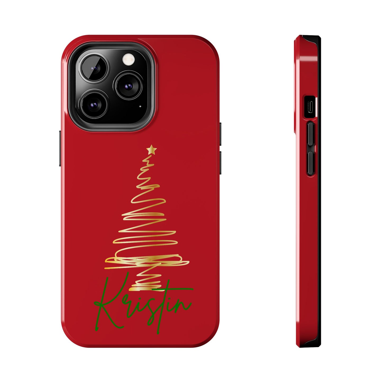 Personalized Christmas Phone Case - Red and Gold