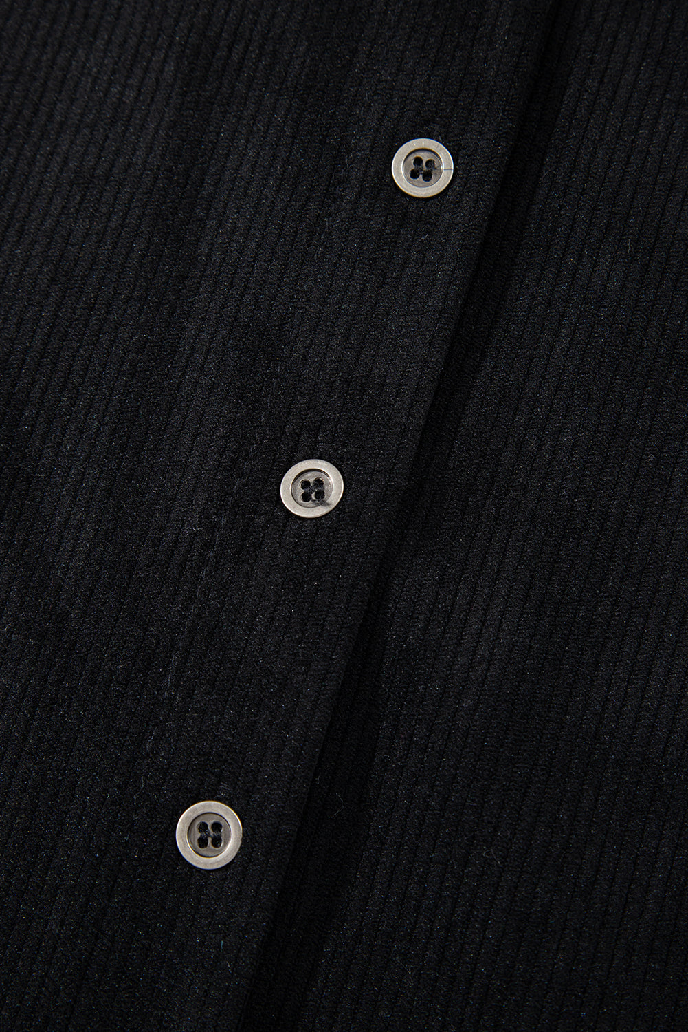 Blue Corduroy Shirt Style Full Button Long Sleeve Shift Mini Dress