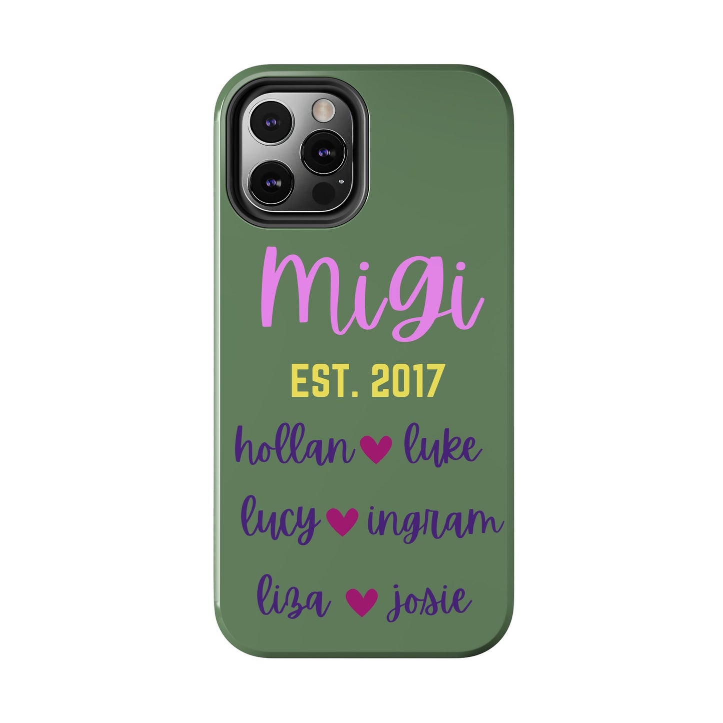 Personalized Tough Phone Case - Custom Name Design with Hearts | Perfect Gift for Family and Friends