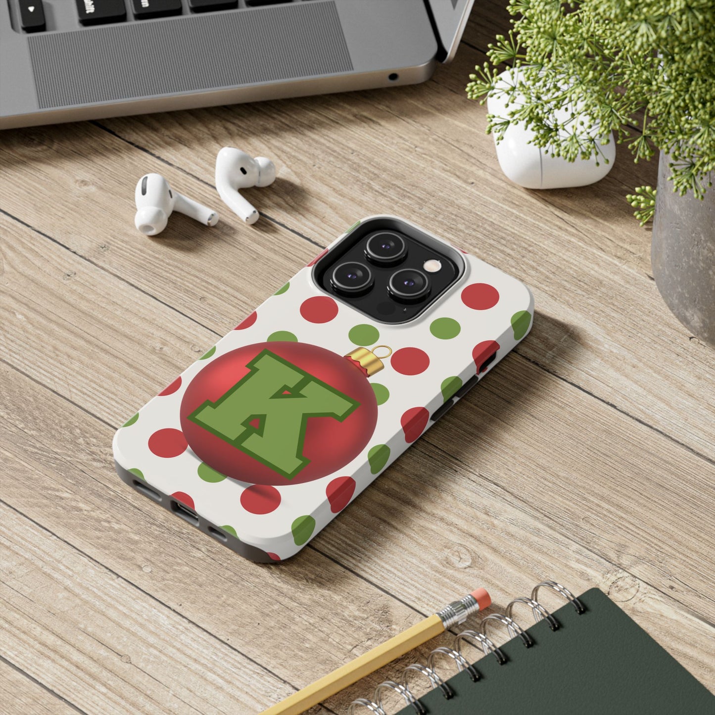 Personalized Holiday Tough Phone Case - Festive Ornament Design