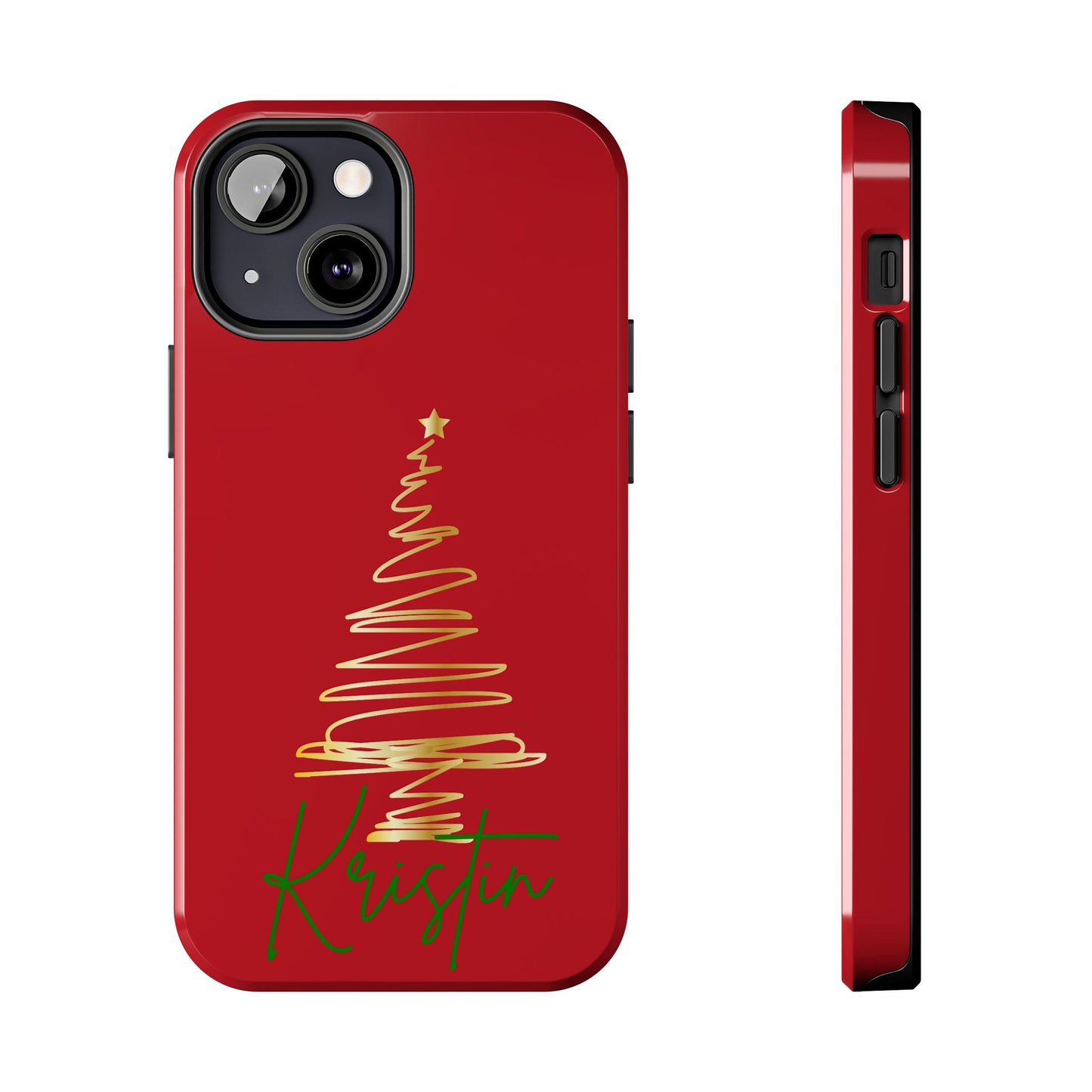 Personalized Christmas Phone Case - Red and Gold