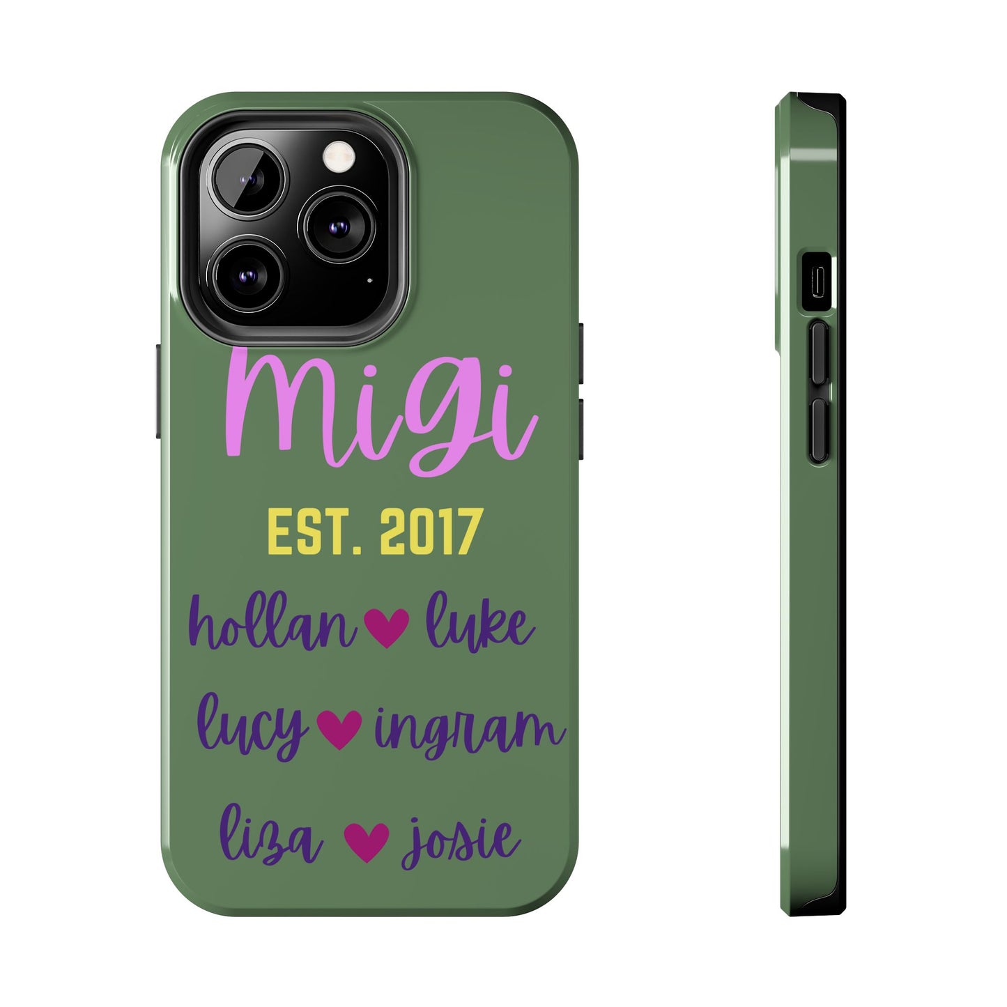 Personalized Tough Phone Case - Custom Name Design with Hearts | Perfect Gift for Family and Friends